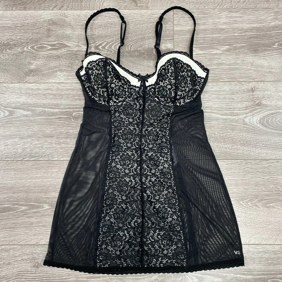 Victoria’s Secret Slip Dress Lingerie Sheer Lace Lined Demi Bra Bustier 36D - Picture 9 of 16